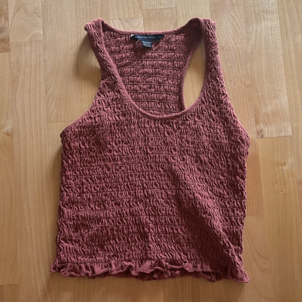 American Eagle Outfitters Smocked Racerback Tank - Dusty Rose Mauve